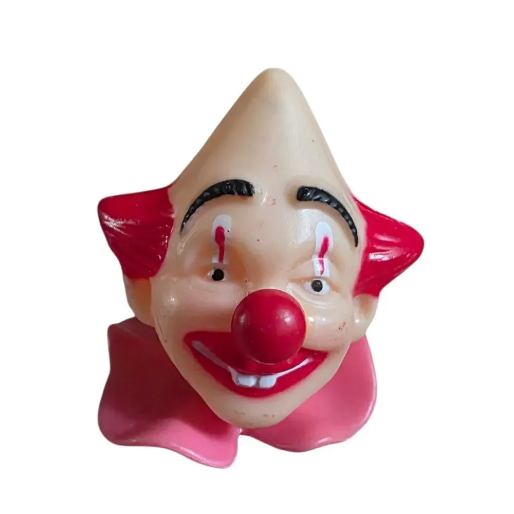 Vintage 1950s Plastic Clown Cupcake Cake Topper Hong Kong Circus Set w Baby